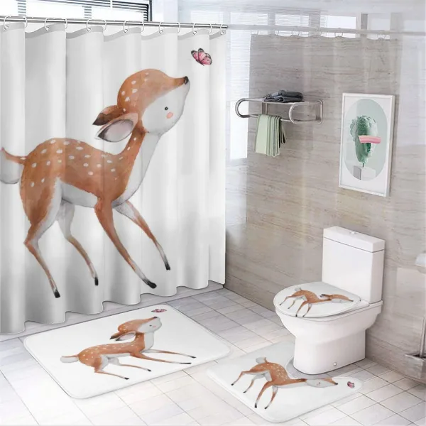 Young Deer and Butterfly on a shower curtain