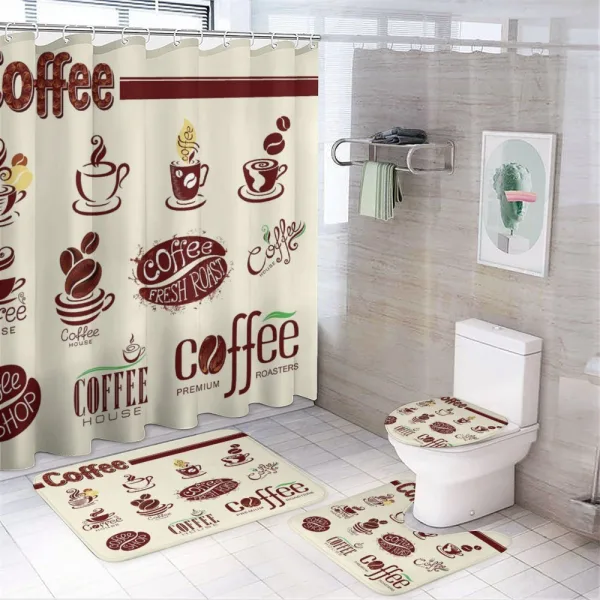 Abstract Elements Design on a shower curtain