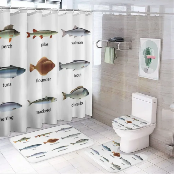Aquatic Animal Composition on a shower curtain