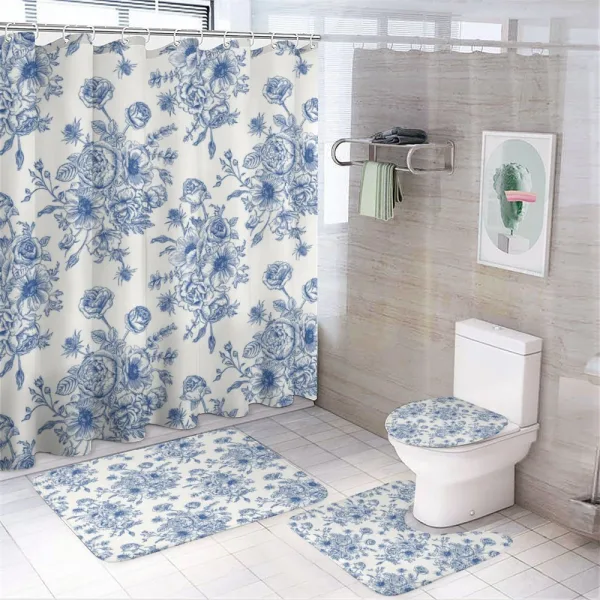 Blue Floral Corsage on a shower curtain