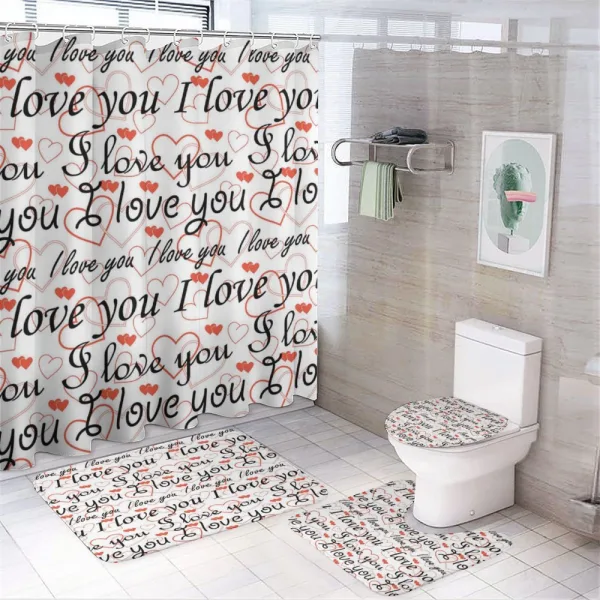 Calligraphy Hearts on a shower curtain