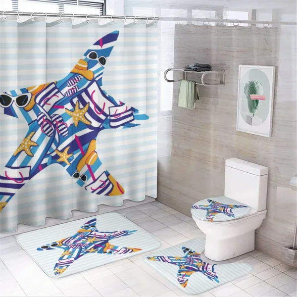 Cartoon Sea Star on a shower curtain