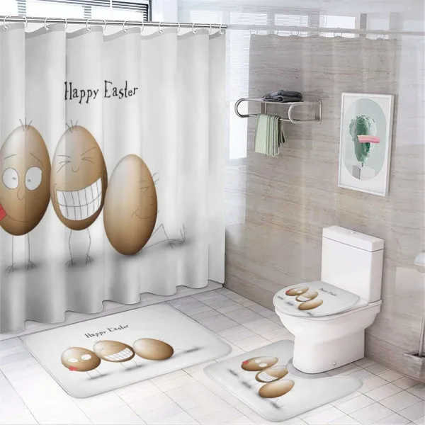 Funny Doodle Style Eggs on a shower curtain