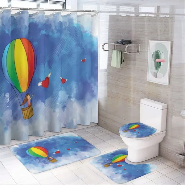 Girl in Balloon Wing Hearts on a shower curtain