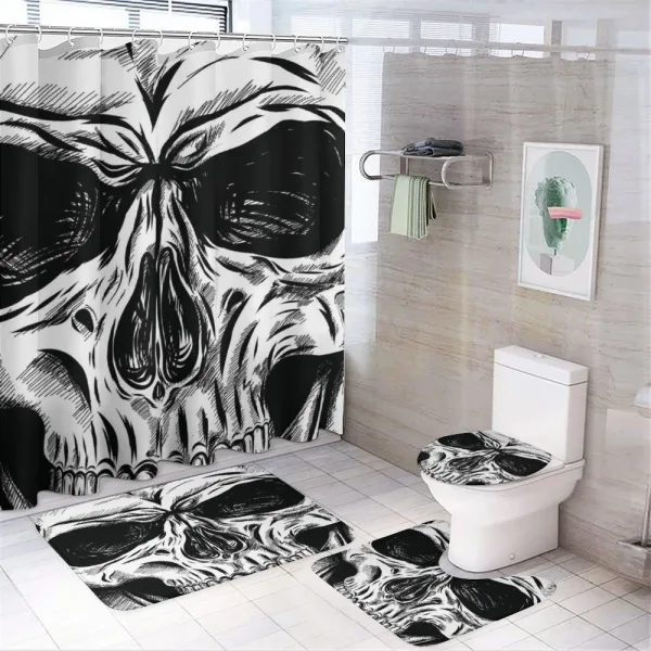Gothic Sketch Evil Face on a shower curtain