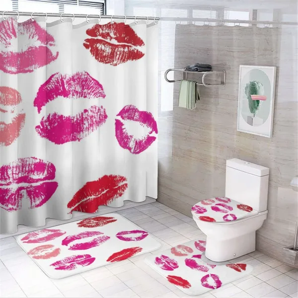Grunge Looking Lipstick on a shower curtain