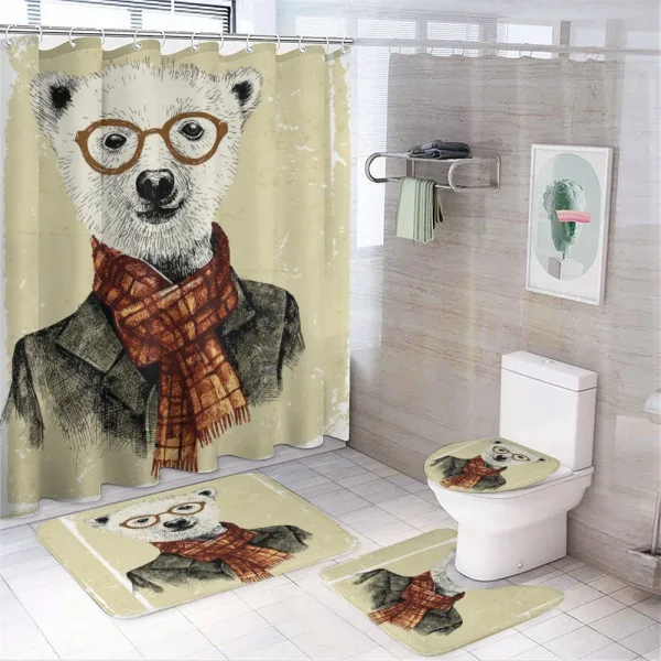 Hipster Bear Glasses on a shower curtain