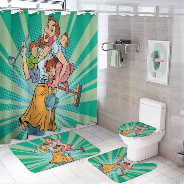 House Chores Kids Pop Art on a shower curtain