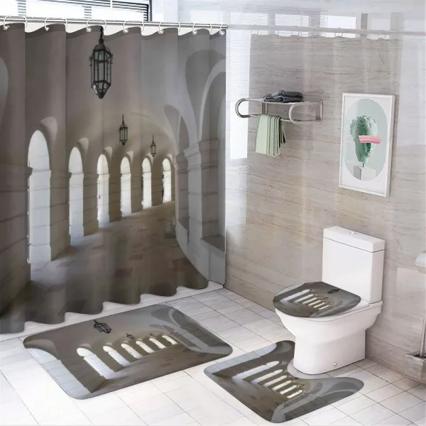 Medieval Art Corridor on a shower curtain