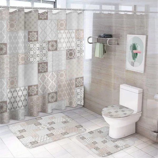 Pastel Oriental Motif on a shower curtain