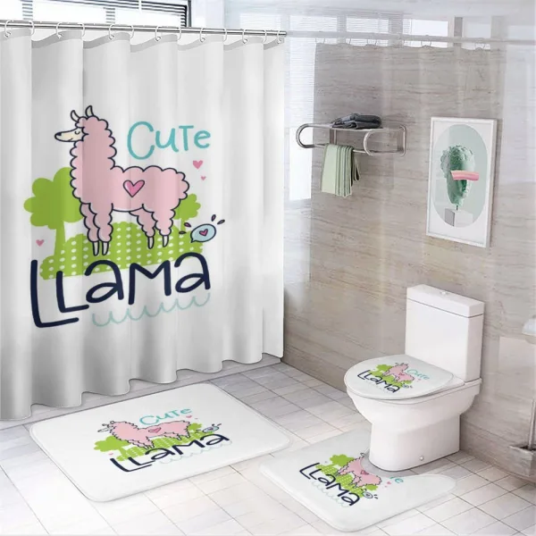 Pink Animal Cartoon on a shower curtain