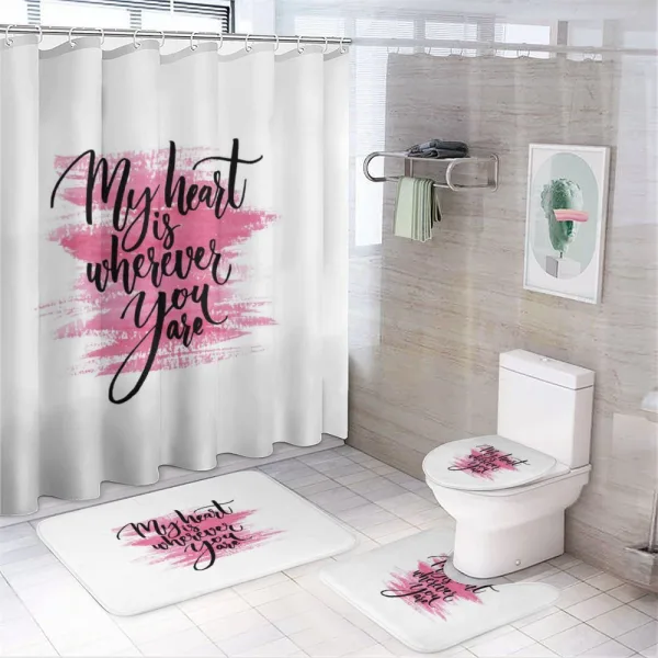 Romantic Ink Calligraphy on a shower curtain