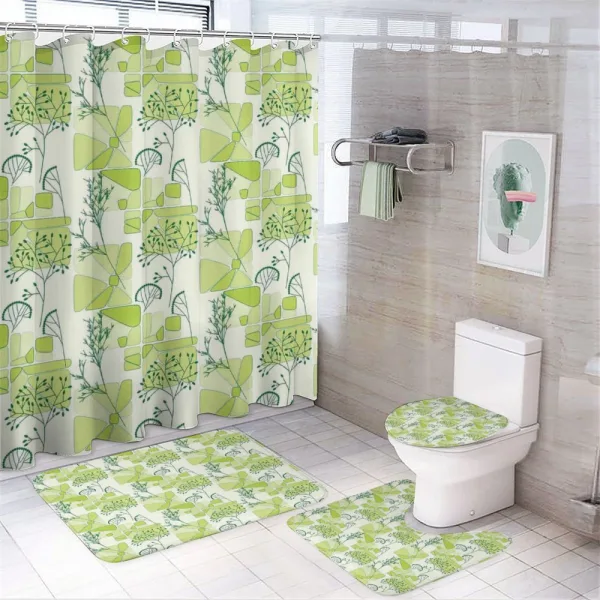 Spring Stalks Leaves on a shower curtain