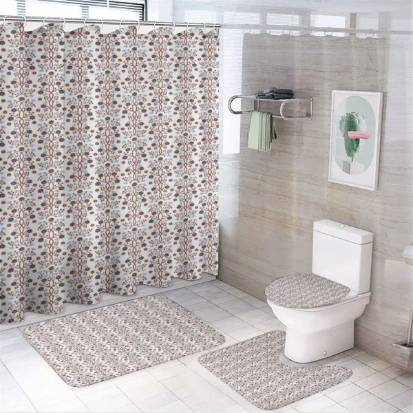 Stalks and Heart Shape on a shower curtain