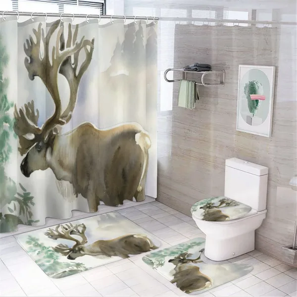 Winter Forest Paint Style on a shower curtain