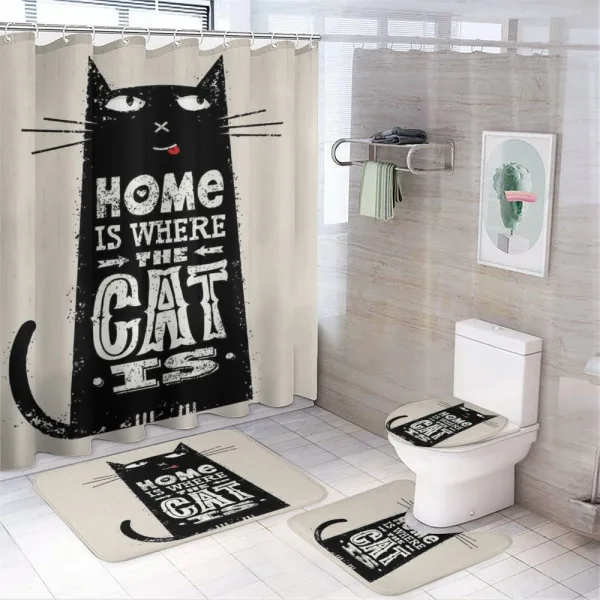 Black Cat Stained on a shower curtain
