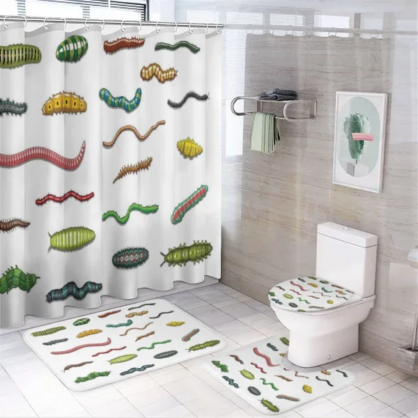Cartoon Caterpillar on a shower curtain