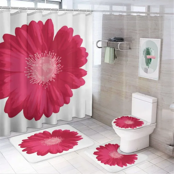 Close up Flower on a shower curtain