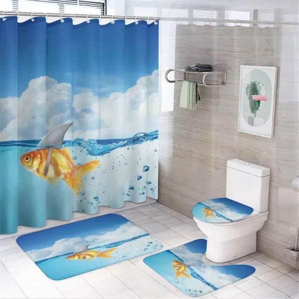 Goldfish with Shark Fin on a shower curtain