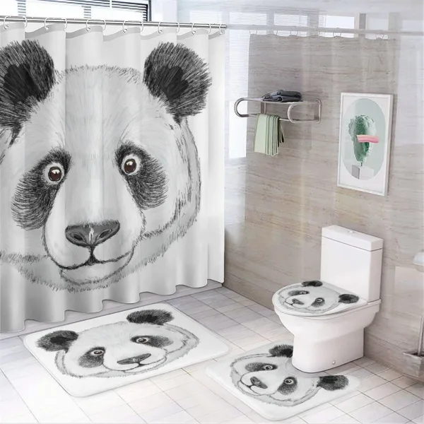 Hand Drawn Panda on a shower curtain