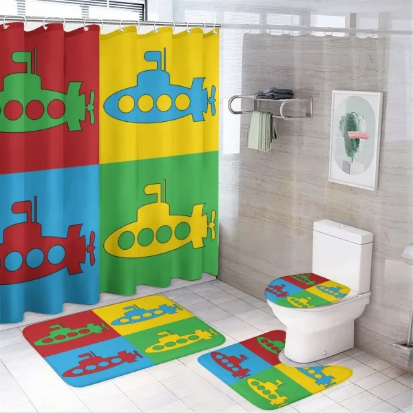 Nursery Pictogram Squares on a shower curtain