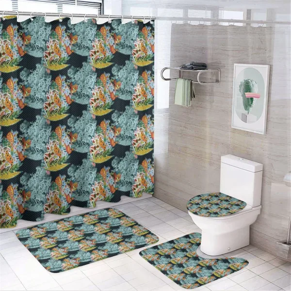 Oriental Style Motifs on a shower curtain