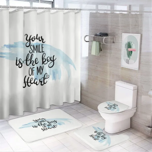 Romantic Words Brushstrokes on a shower curtain