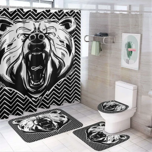 Scary Roar on Zigzag Lines on a shower curtain
