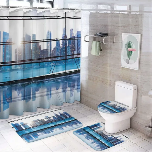 View with Skyscrapers on a shower curtain