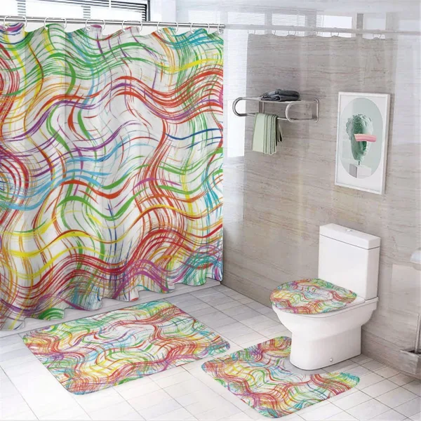Wavy Colorful Stripes on a shower curtain