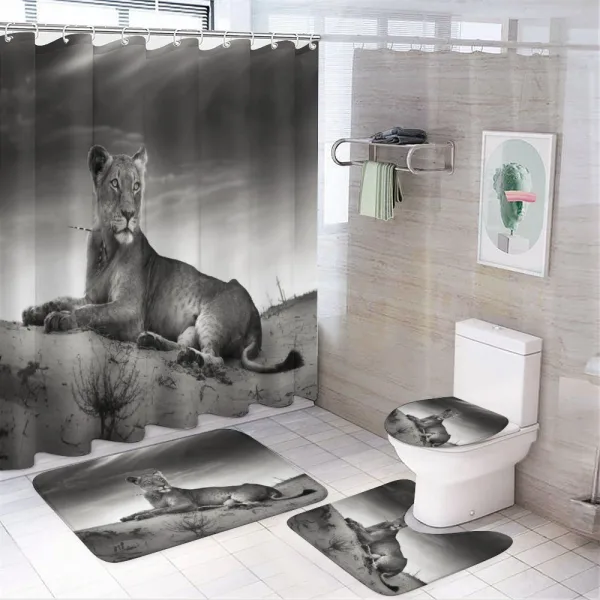 Wild Lioness on a shower curtain