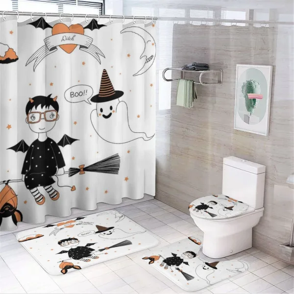 Witch Flying on a Broomstick on a shower curtain