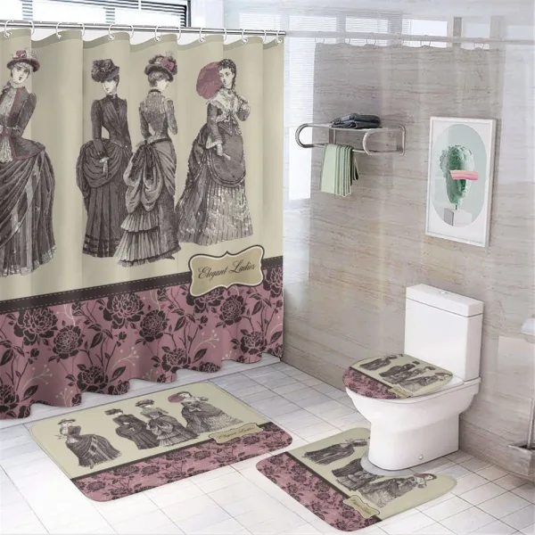 Women Fashion Handbag on a shower curtain
