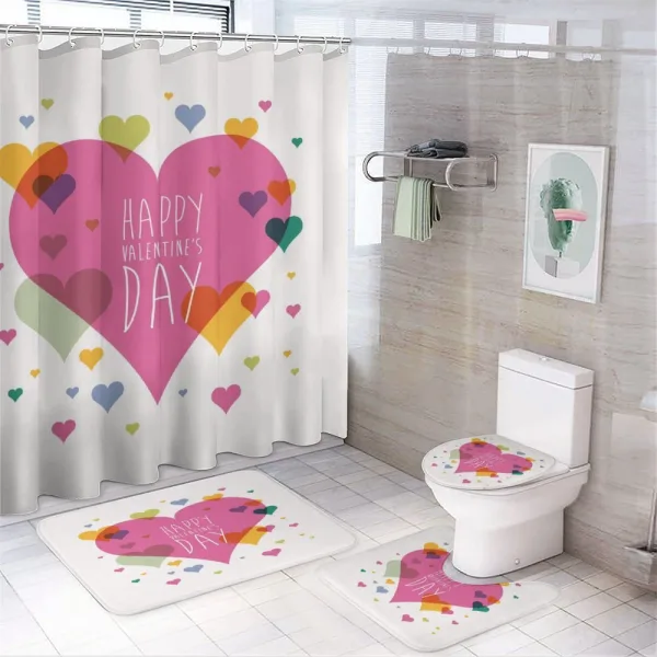 Words Love Romance on a shower curtain
