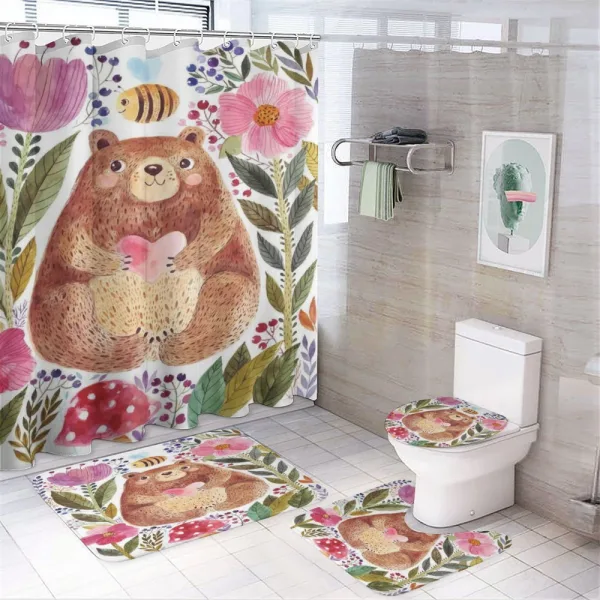 Bear with Flowers on a shower curtain