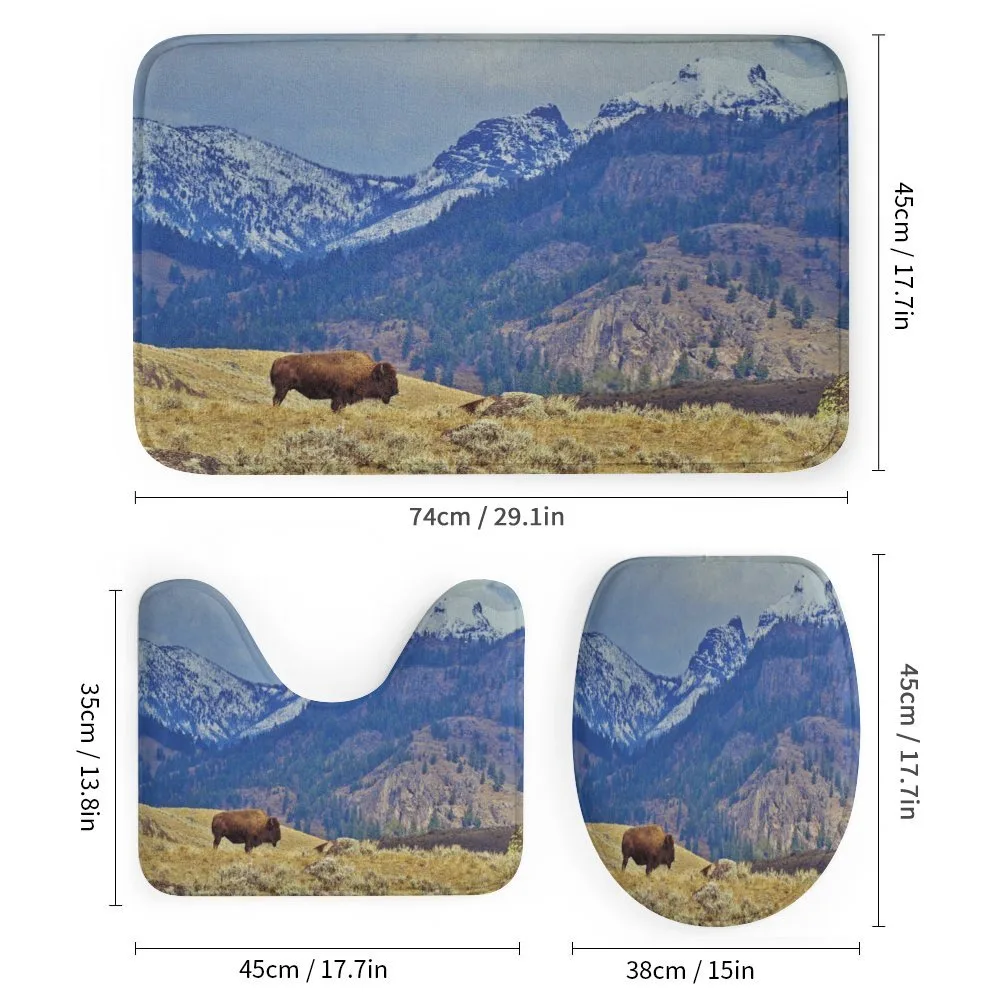 Bison and Snowy Mountains — Detail 1
