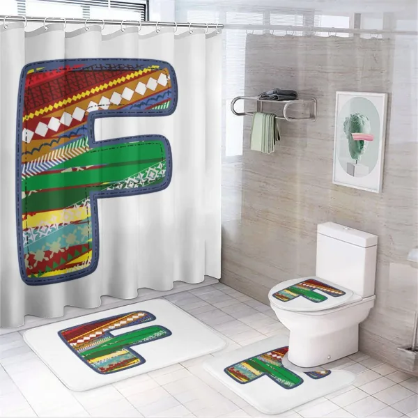 Cartoon Design Capital on a shower curtain