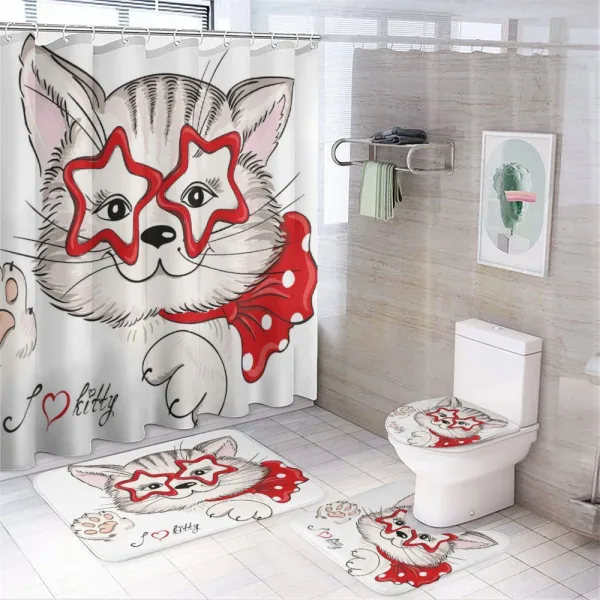 Cat Star Glasses Funny on a shower curtain