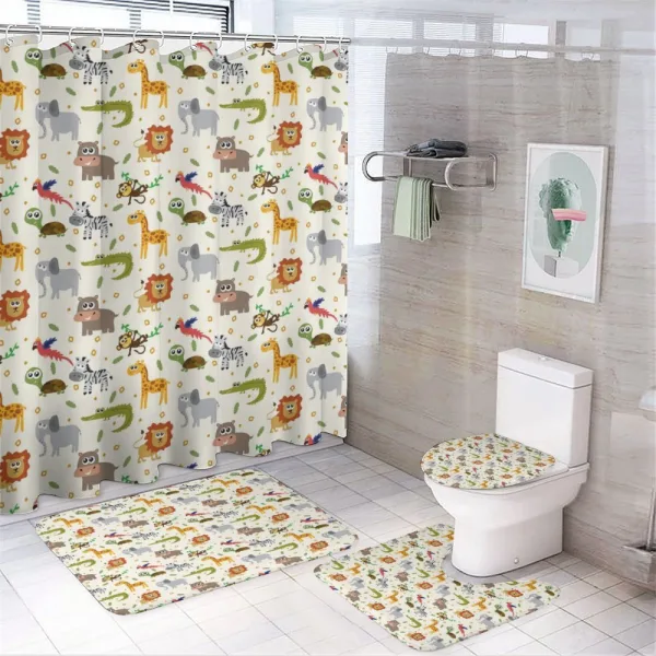 Childish Fauna on a shower curtain