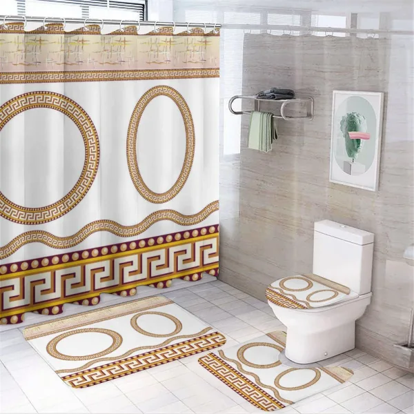 Fret Borders Circles on a shower curtain