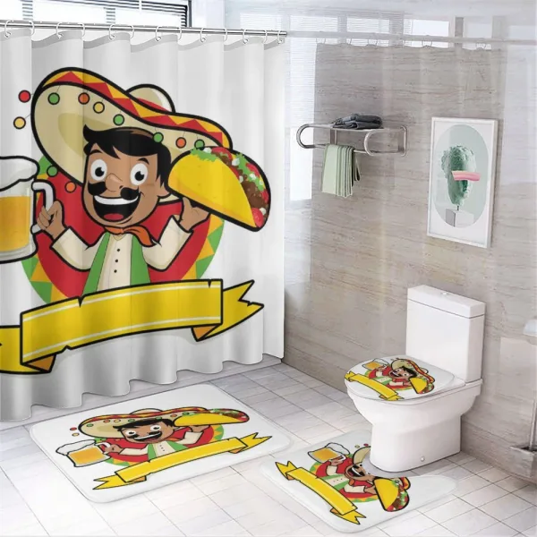 Man with a Beer and Taco on a shower curtain