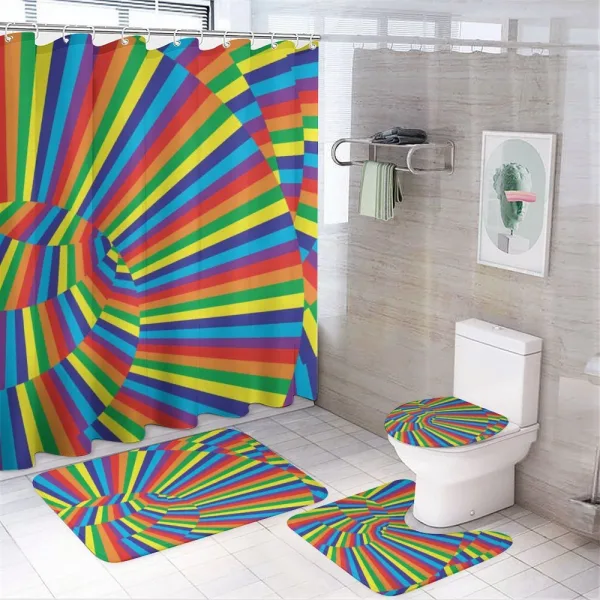 Rainbow Colored Circles on a shower curtain