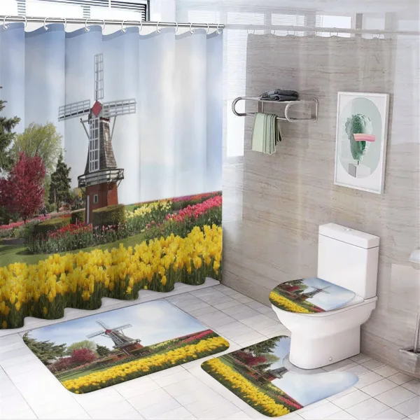 Serene Garden Tulips on a shower curtain