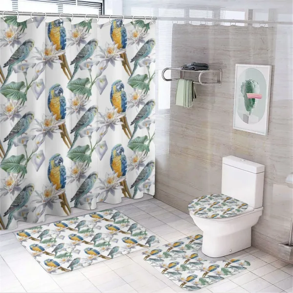 Tropical Flora Fauna on a shower curtain