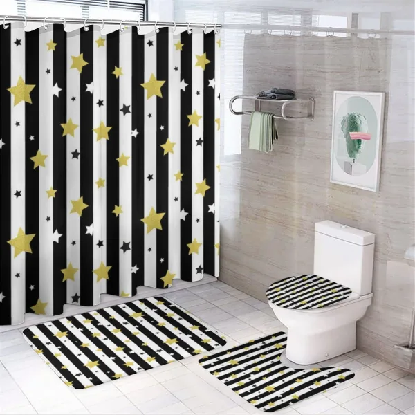 Vertical Lines Stars on a shower curtain