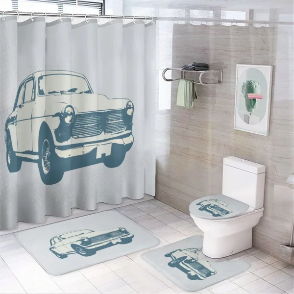 Vintage Old Custom Car on a shower curtain