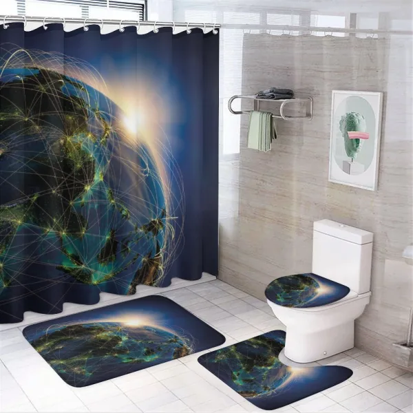 Vivid Globe Space Network on a shower curtain