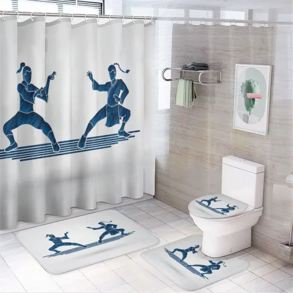 Warriors Against Each Other on a shower curtain