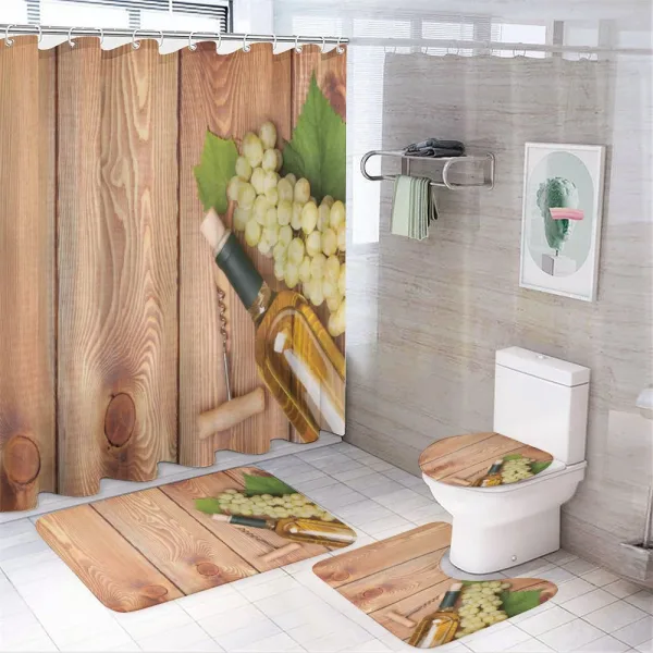 White Grapes Bottle on a shower curtain