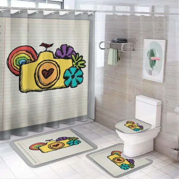 Yellow Camera Flowers on a shower curtain